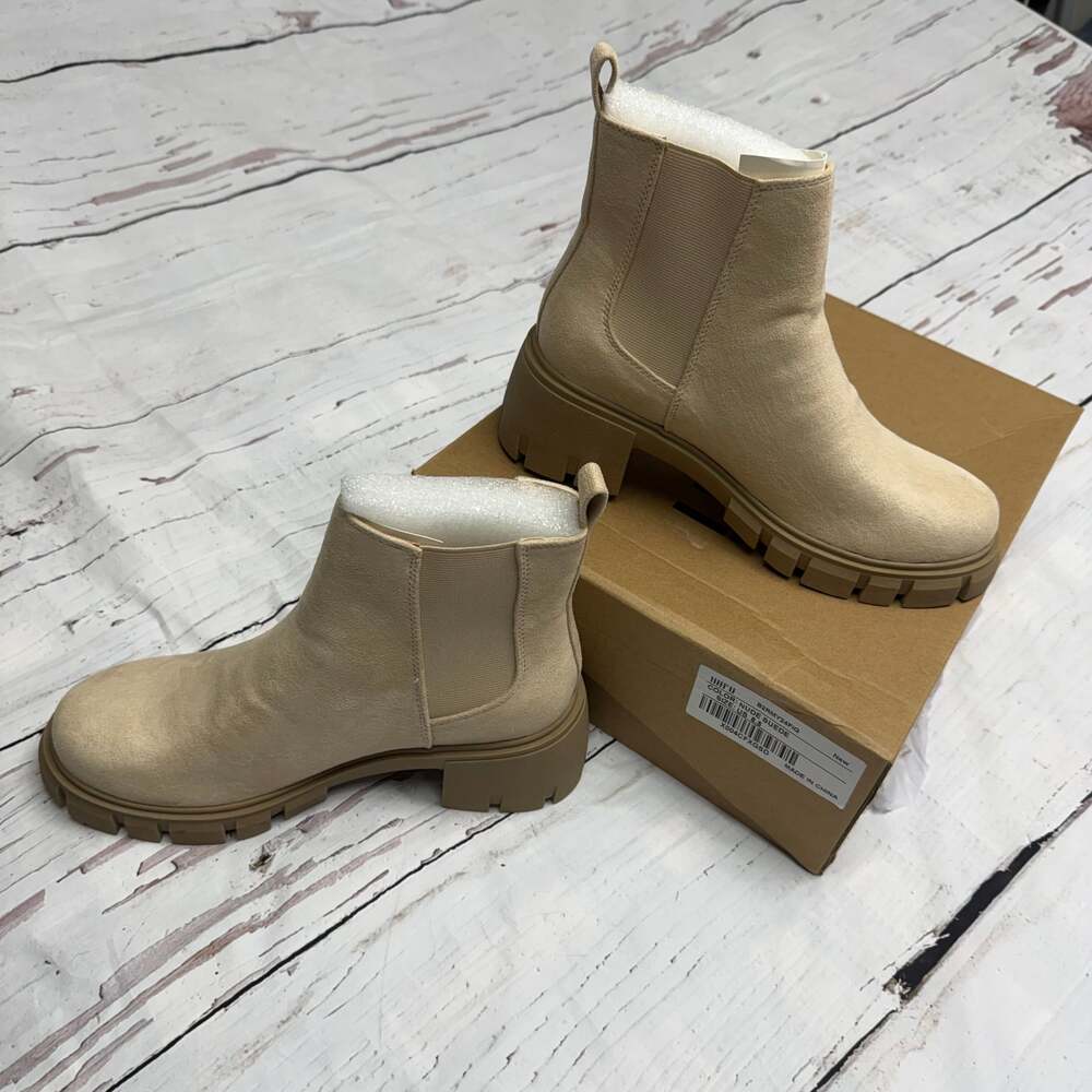 IDIFU‎ Women's Nude Suede Platform Lug Sole Chelsea Ankle Boots 8.5